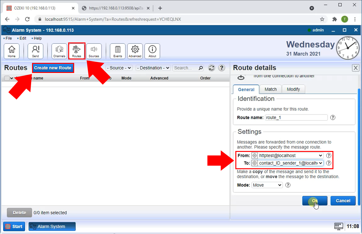 create routing rule