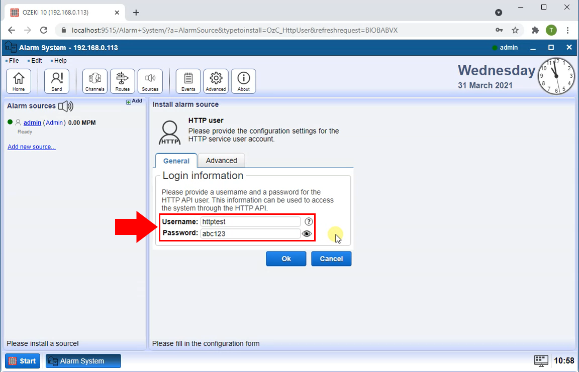 http api username and password