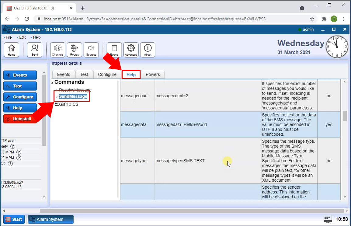 http api sendmessage help page