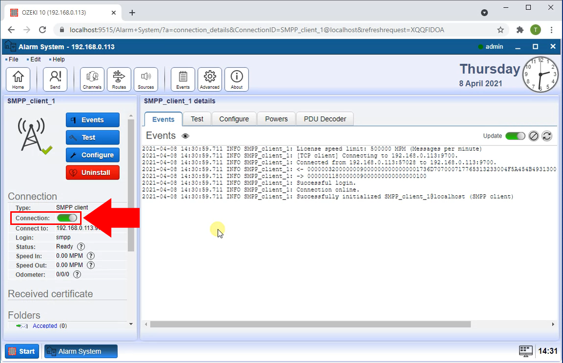 connect smpp client