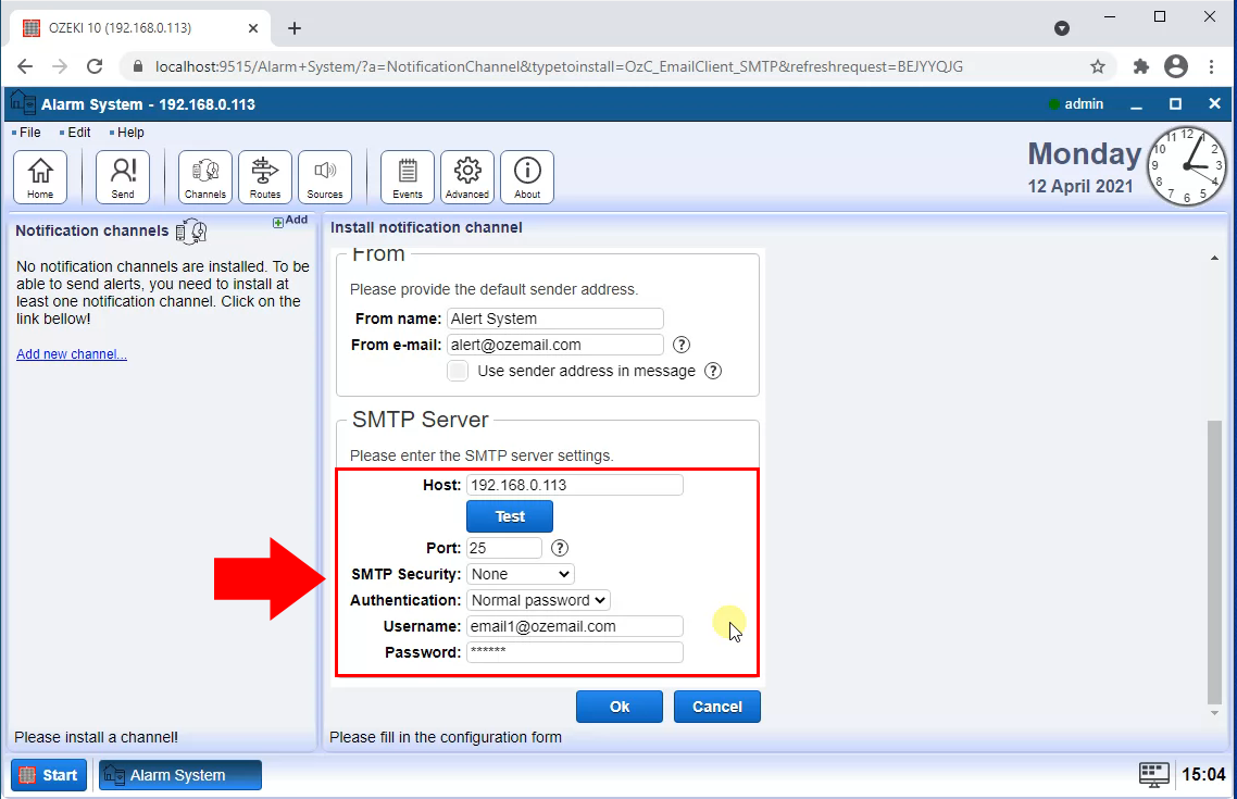 configure smtp client