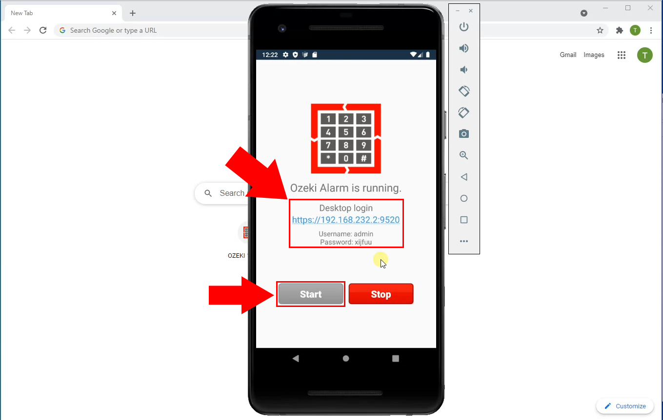 start alarm system