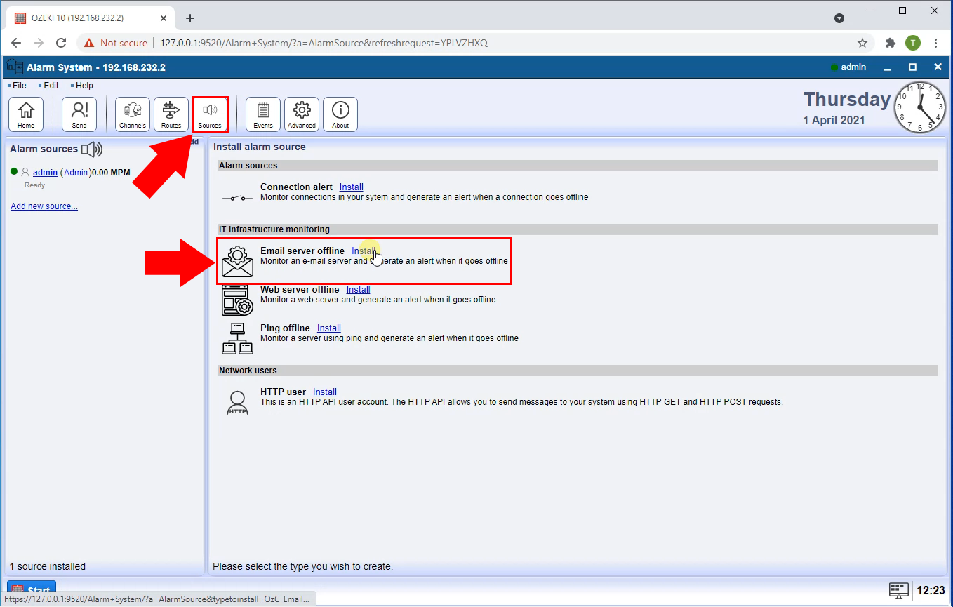 add email offline source