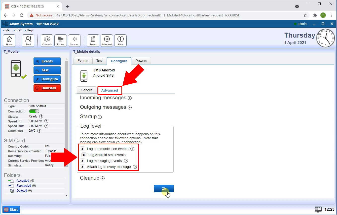 enable mobile connection logging