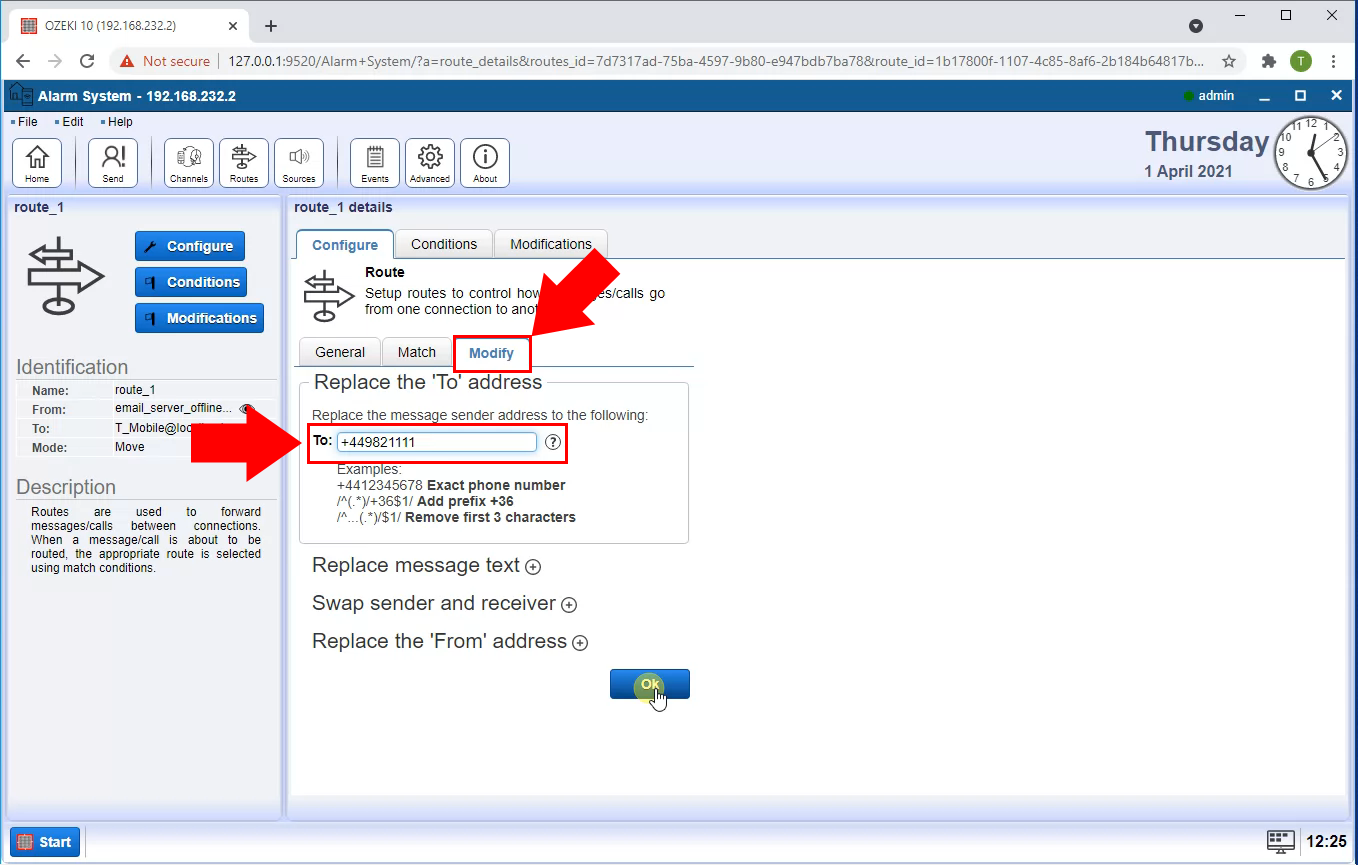 configure recipient